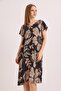 V-Neck Comfortable Fit Woven Viscose Dress Mink - 3