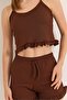 Strappy Ruffle Shorts Suit Brown - 4