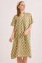 V-Neck Pleat Detailed Comfortable Fit Woven Viscose Dress Khaki - 5