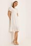 V-Neck Watermelon Sleeves Full Laced Lined Dress Ecru - 4