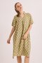 V-Neck Pleat Detailed Comfortable Fit Woven Viscose Dress Khaki