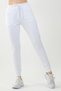 Regular Women's Ribbed Leg White Sweatpants - 4