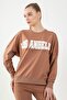 Oversized Women's Crew Neck Mushroom Sweatshirt - 4