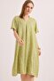 V-Neck Comfortable Fit Woven Viscose Dress Green - 5