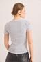 Collar Detailed Camisole Striped Knitted Blouse White - 2