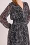 Lined Double Breasted Collar Special Design Chiffon Dress Smoked - 5