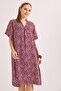 V-Neck Comfortable Fit Woven Viscose Dress Claret Red - 5