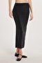 Women's Slim Fit Silvery Plain Black Skirt