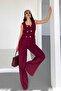 Women's Bottom Top Double Set Stylish Button Detail Square Neck Vest Pants Set - 4