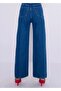 Mila Blue Extra High Waist Lycra Palazzo Wide Leg Jean Trousers - 4