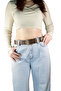 100% Genuine Leather, Brown Women's Jeans with Gold Buckle, Sports Belt 4 Cm=an-byn-12 - 2