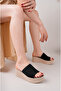 Black Women's High Heeled Straw Slippers