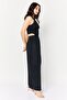 Women Textured Sleeveless Jumpsuit, Black - 3