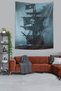 Black Pirate Ship Stain Resistant Fabric Wall Covering Wall Carpet Tapestry