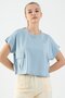 Regular Women's Crew Neck Foggy Blue Crop Top