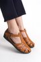 Genuine Leather Tan Orthopedic Sole Women's Sandals Tmd 202588
