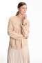 Beige Blouse with Jacquard Accessory Detail B-0118 - 3