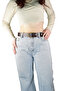 100% Genuine Leather, Women's Dark Brown Jeans with Gold Buckle, Sports Belt 4 Cm=an-byn-12 - 3