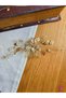 Elegant Pearl Detailed Crystal Stone Leaf Bridal Crown Gold - Engagement Wedding Henna Promise Hair Accessory