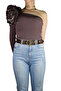 100% Genuine Leather, Women's Dark Brown Jeans with Gold Buckle, Sports Belt 4 Cm=an-byn-12 - 2