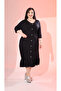 Women's Plus Size Black Glitter Button Dress - 3