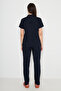 Polo Collar Navy Blue Women's Medical Uniform Scrubs - 6