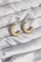 Brass Gold Color Zircon Stone Half Hoop Earrings
