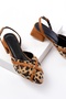 Dabrie Leopard Tan Cross Buckle (4 cm Heel) Pointed Toe Ballerina Shoes - 2