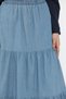 Blue Women's Elastic Waist Pleated Layered Hijab Denim Skirt - 4