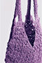 Lilac Handmade Paper String Knitted Daily Shoulder Bag - Bag with Holes Summer Gift - 2