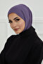 Double Stretch Tie Hijab Cap - Purple - 4