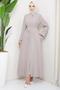 Belted Hidden Placket Abaya Mink HM2178