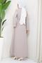 Belted Hidden Placket Abaya Mink HM2178 - 4