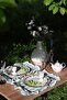 American Service Green Striped Ruffled Vintage 2 Pcs Duck Linen - 2