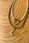 2Pcs White Heart Grey and White Twist Rope Slide Lock Knit Necklace - 2