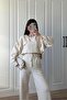 Women's Beige Ultra Premium Soft Touch Stone Detailed Sweat Pants Set Njtkpr01 - 4