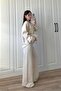 Women's Beige Ultra Premium Soft Touch Stone Detailed Sweat Pants Set Njtkpr01 - 2