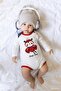 Beetle Themed 3-Piece Baby Set - Bodysuit, Booties, Bottom Hat - Red - 3-Months - 3