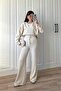 Women's Beige Ultra Premium Soft Touch Stone Detailed Sweat Pants Set Njtkpr01