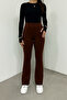 Women's Brown Brand Equivalent Combed Cotton Knitted Lycra Stretchy Flared Leggings