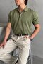 Men's Oversize Zippered Polo Neck Knitwear T-Shirt - 4