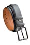 Gray Genuine Leather Solid Color Model 3.5 Cm. Classic Belt with Buckle - 215-Solid - 2