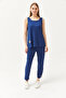 Women's Indigo Sleeveless Loose Blouse Bottom Top Crystal Suit TKM-19000271 - 2