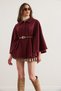 Women's Burgundy Belted Cashew Poncho Cardigan Hrk- 19000339 - 7