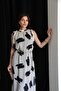 Ecru Contrast Patterned Halter Lined Long Premium Chiffon Dress - 2