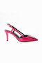 Bright Pink Stiletto | Vegan Leather, 7cm Heels, Ankle Strap, Buckle Pointed Toe Stylish Heels - 3
