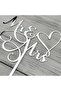 Mr & Mrs Cake Topper - Bride and Groom Wedding Engagement Decoration - Mirror Silver Acrylic - 3