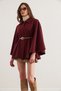 Women's Burgundy Belted Cashew Poncho Cardigan Hrk- 19000339 - 6