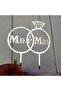 Mr & Mrs Cake Topper, Bride and Groom Wedding Engagement Decorations, Mirror Silver Acrylic - 3