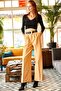 Women's Camel Pocket Pleated Palazzo Trousers PNT-19000137 - 6